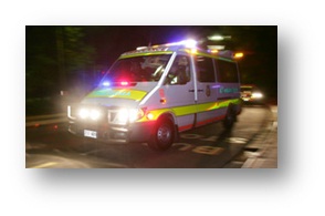 ACT Ambulance Intensive Care Paramedic Mercedes Sprinter at night - John Killeen - www.ambulancevisibility.com